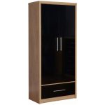 Seville 2 Door 1 Drawer Black Wardrobe Black