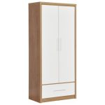 Seville 2 Door 1 Drawer White Wardrobe White