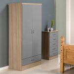 Nevada 2 Door 1 Drawer Grey Wardrobe Grey