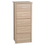 Vigo Narrow Oak 5 Chest of Drawer Oak