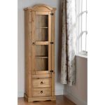 Corona Pine 1 Door 2 Drawer Glass Display Unit Natural