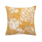 Chenille Ochre Floral Cushion Ochre