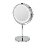7 Inch Double Sided LED Pedestal Mirror Chrome