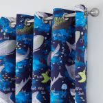 Sharks Navy Blackout Eyelet Kids Curtains Navy