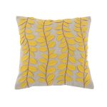 Scandi Ochre Leaf Trail Cushion Ochre