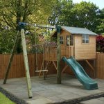 12ft x 13ft Poppy Tower Playhouse With Activity Centre Natural