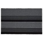 Monochrome Stripe Flat Weave Bath Mat Black and White