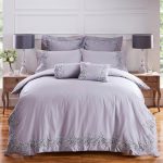 Dorma Liliana 100% Cotton Lace Embroidered Grey Duvet Cover Grey