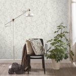 Calico Leaf Stone Washed Wallpaper Grey