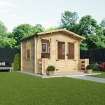 12ft x 12ft Winchester Wooden Log Cabin Studio with Veranda Beige