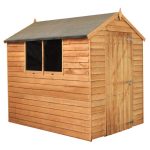 5ft x 7ft Winchester Wooden Overlap Apex Shed with Windows Brown