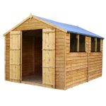8ft x 12ft Winchester Wooden Overlap Apex Shed with Windows Brown