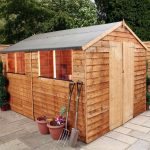 10ft x 8ft Winchester Wooden Overlap Apex Shed with Windows Brown