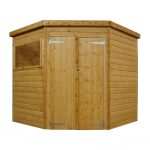 7ft x 7ft Winchester Solid Sheet Wooden Corner Shed Natural