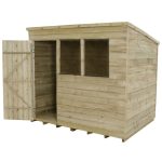 8ft x 6ft Forest Pressure Treated Wooden Overlap Shed Natural