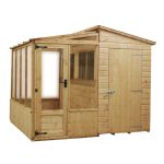 8ft x 8ft Winchester Wooden Combi Greenhouse Brown