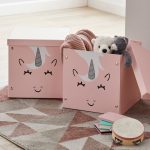 Unicorn Pack of 2 Cardboard Boxes Pink