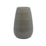 Natural Brushed Bands Ceramic Vase Off-White/Grey