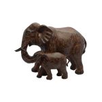 Dorma Mother and Baby Elephant Sculpture Brown