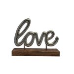 Metal Love Word Ornament Grey, Brown