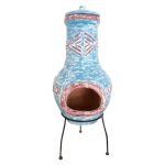 70cm Large Aztec Blue Clay Chimenea Blue