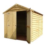 6ft x 8ft Pinnacle Double Door Overlap Apex Shed Natural