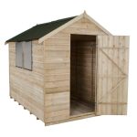 6ft x 8ft Forest Garden Pressure Treated Apex Shed Onduline Roof Natural