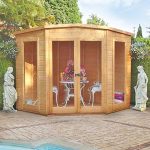 8ft x 8ft Pinnacle Barclay Wooden Corner Summerhouse Natural