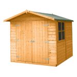 7ft x 7ft Shire Alderney Double Door Wooden Shiplap Shed Natural