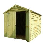 6ft x 8ft Pinnacle Overlap Pressure Treated Apex Double Door Shed Natural