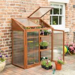 2ft x 4ft Rowlinson Mini Wooden Greenhouse Brown
