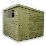 6ft x 8ft Empire Right Side Door Wooden Pent Shed with 3 Windows Natural