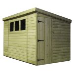 8ft x 10ft Empire Right Side Door Wooden Pent Shed with 3 Windows Natural