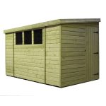 7ft x 12ft Empire Right Side Door Wooden Reverse Pent Shed with 3 Windows Natural
