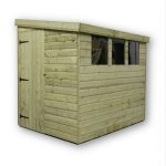 4ft x 8ft Empire Left Side Door Wooden Reverse Pent Shed with 3 Windows Natural