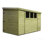 5ft x 10ft Empire Left Side Door Wooden Reverse Pent Shed with 3 Windows Natural