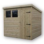 7ft x 8ft Empire Front Right Door Wooden Pent Shed with 2 Windows Natural