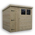 6ft x 8ft Empire Front Left Door Wooden Pent Shed with 2 Windows Natural