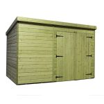 8ft x 12ft Empire Front Right Double Door Wooden Pent Shed Natural