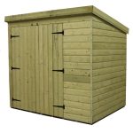 5ft x 7ft Empire Front Left Double Door Wooden Pent Shed Natural
