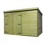 8ft x 12ft Empire Front Left Double Door Wooden Pent Shed Natural