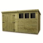 7ft x 14ft Empire Front Left Door Wooden Pent Shed with 3 Windows Natural