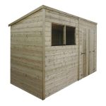 6ft x 10ft Winchester Pressure Treated Wooden Shiplap Pent Shed Natural