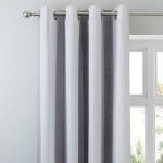 Wide Stripe Grey Eyelet Curtains Grey