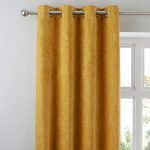 Chenille Mustard Eyelet Curtains Mustard