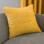 Chenille Mustard Pleat Cushion Mustard
