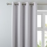 Brighton Dove Grey Textured Eyelet Curtains Grey