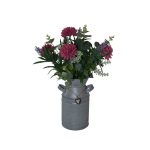 Flowers in Metal Churn Red