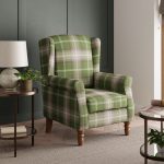Oswald Check Wingback Armchair – Green Green