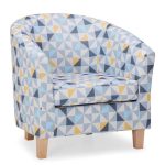 Finn Tub Chair in Geo Print – Navy & Ochre Navy and Ochre